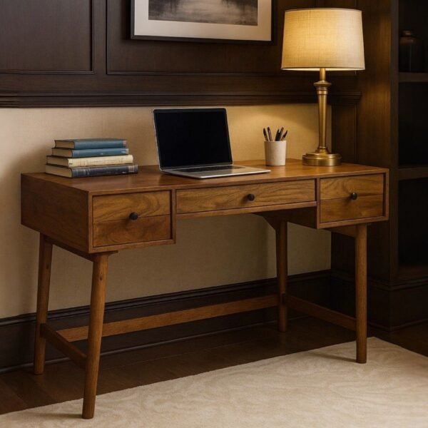 Duskwrit – Handcrafted Sheesham Wood Study Table with 3 Drawers
